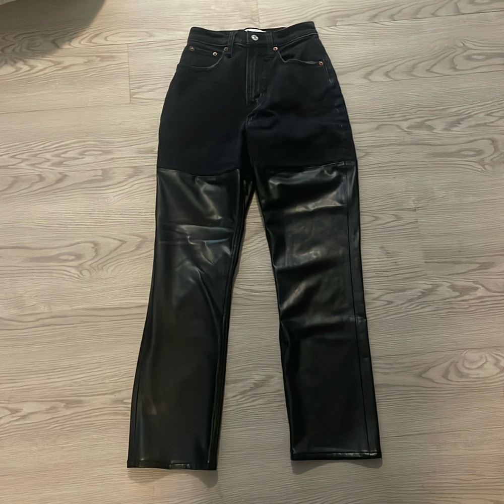 Abercrombie & Fitch Black Faux Leather Straight Leg Pants